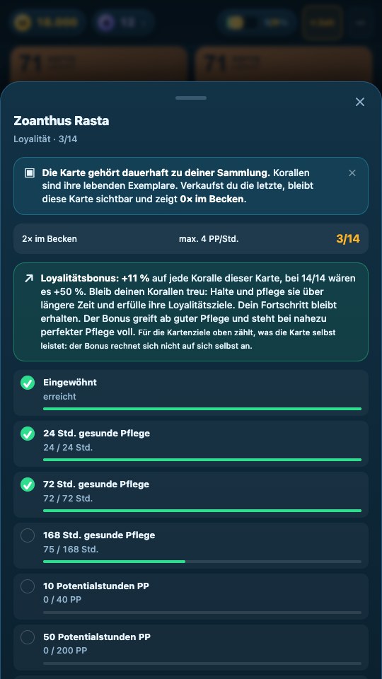 Loyalität gehört zur Karte. Die Anzeige verbindet deinen dauerhaften Fortschritt mit dem möglichen Bonus und den nächsten Zielen.